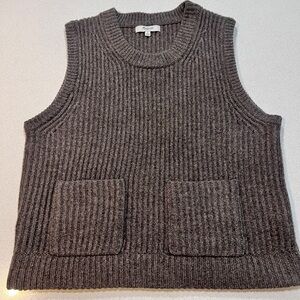 Madewell Women’s 100% Merino Wool Ribbed Sweater Vest Size Small Brown Heather